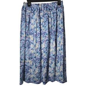 Vintage Floral‎ Pleated Midi Skirt MP Petite Cottage Grandma Peasant Summer Boho